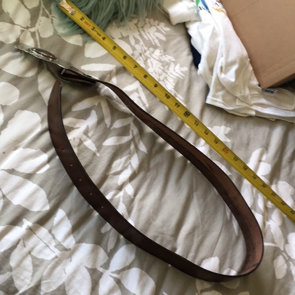 Brown leather belt with buckle - Picture 3 of 5